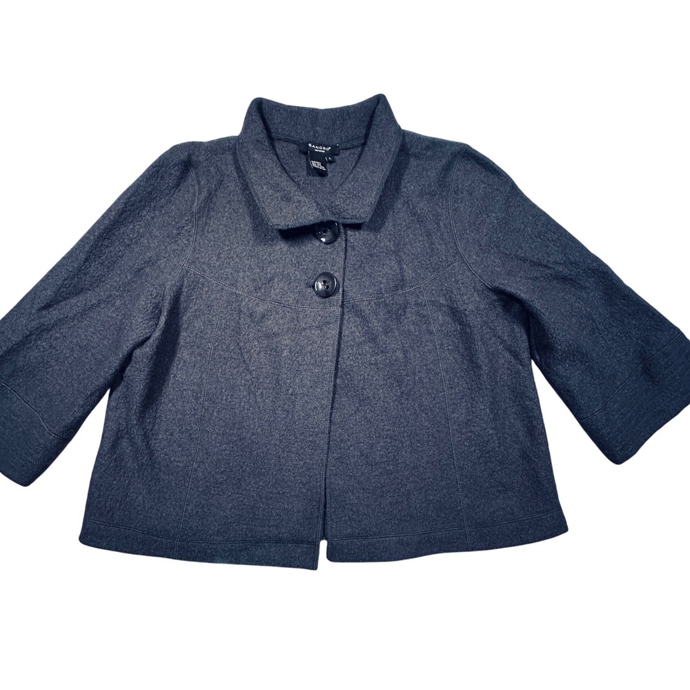 Sandro Sportswear Womens Gray 100% Wool‎ Cropped Jacket 3/4 Sleeve L 3 Button